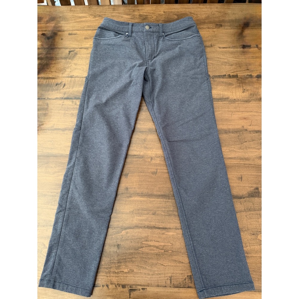 Lululemon ABC Pant Slim Heathered Navy Blue 5 Pocket Tech Trousers Mens 30x30